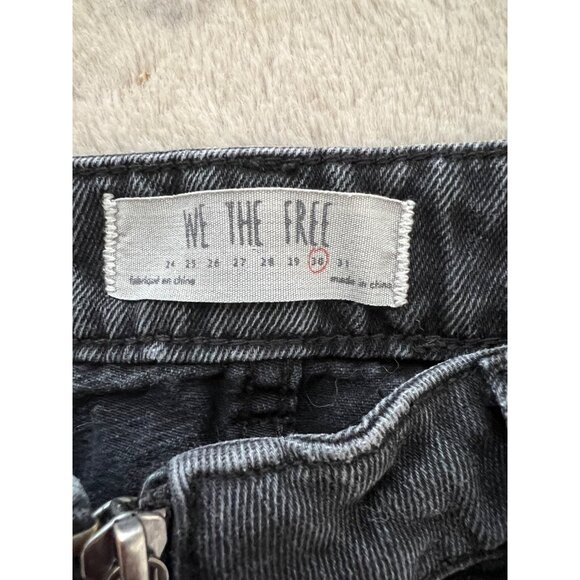 We The Free High-Waisted Black Denim Mini Skirt With Frayed Hem & Front Zipper C - Picture 8 of 9
